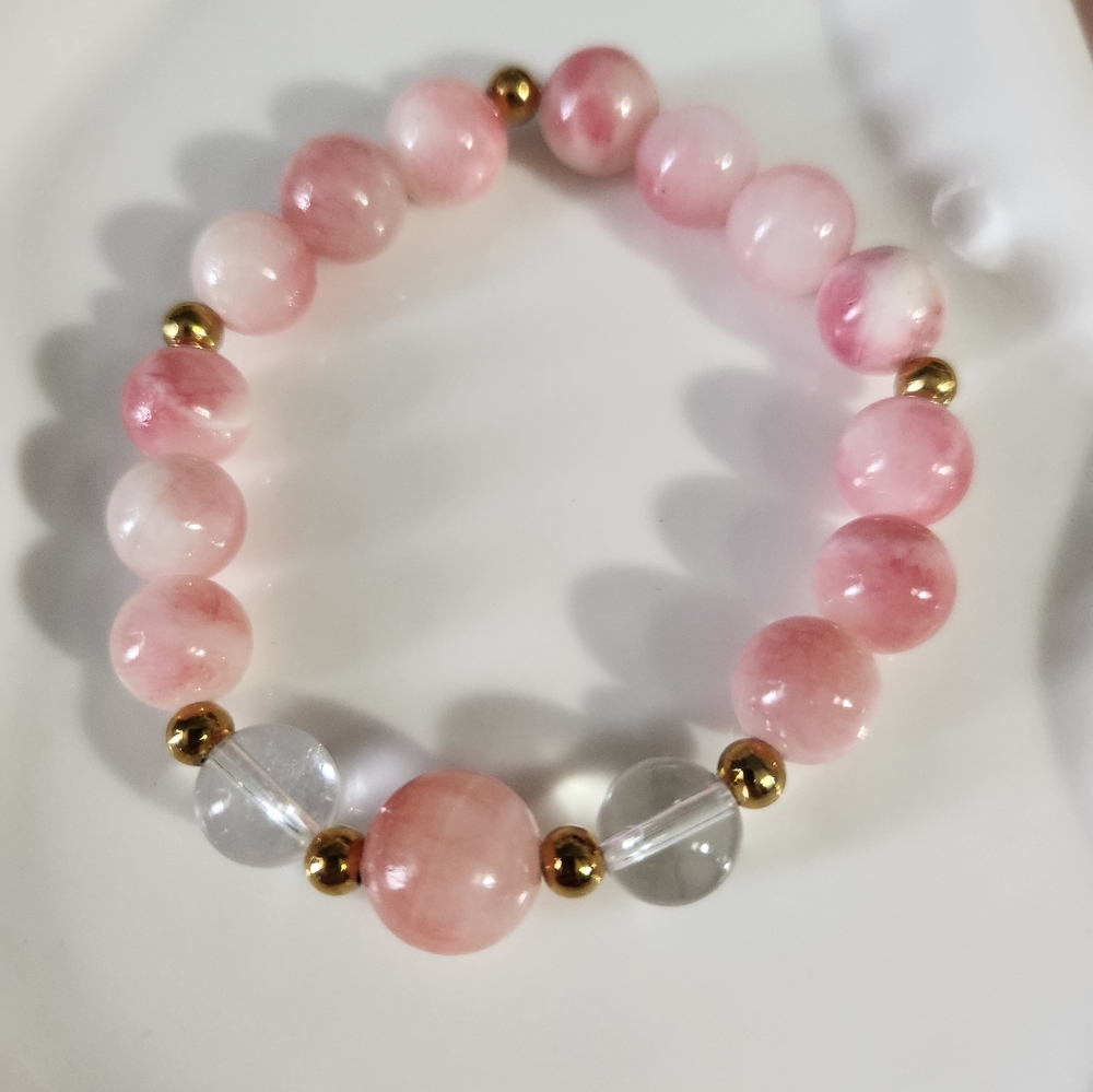 Handmade Persian Jade Stretchy Beaded Bracelet